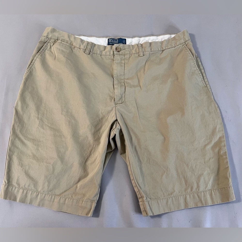 Polo‎ By Ralph Lauren Shorts Men's Sz 40 Beige Flat Front Preppy Coin Pocket